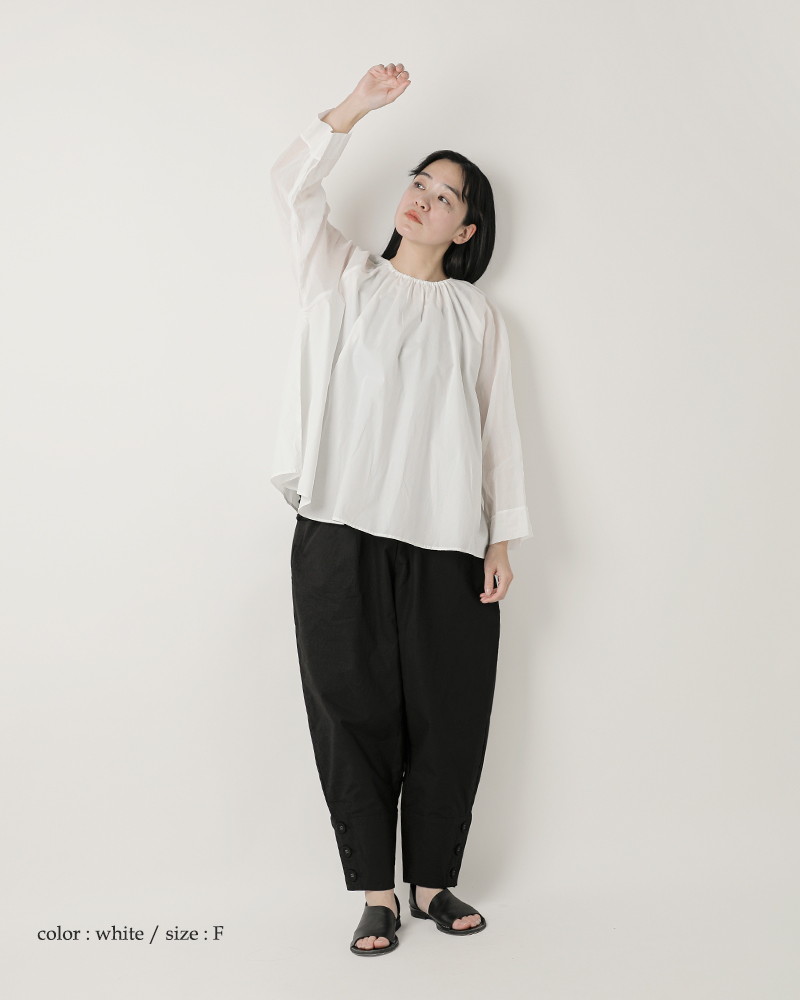 Gauze#(ガーゼ)コットンオーガンジースリーブモダニストブラウス“ORGANDYSLEEVEMODERNISTBLOUSE”g1048