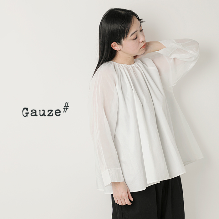 Gauze#(ガーゼ)コットンオーガンジースリーブモダニストブラウス“ORGANDYSLEEVEMODERNISTBLOUSE”g1048