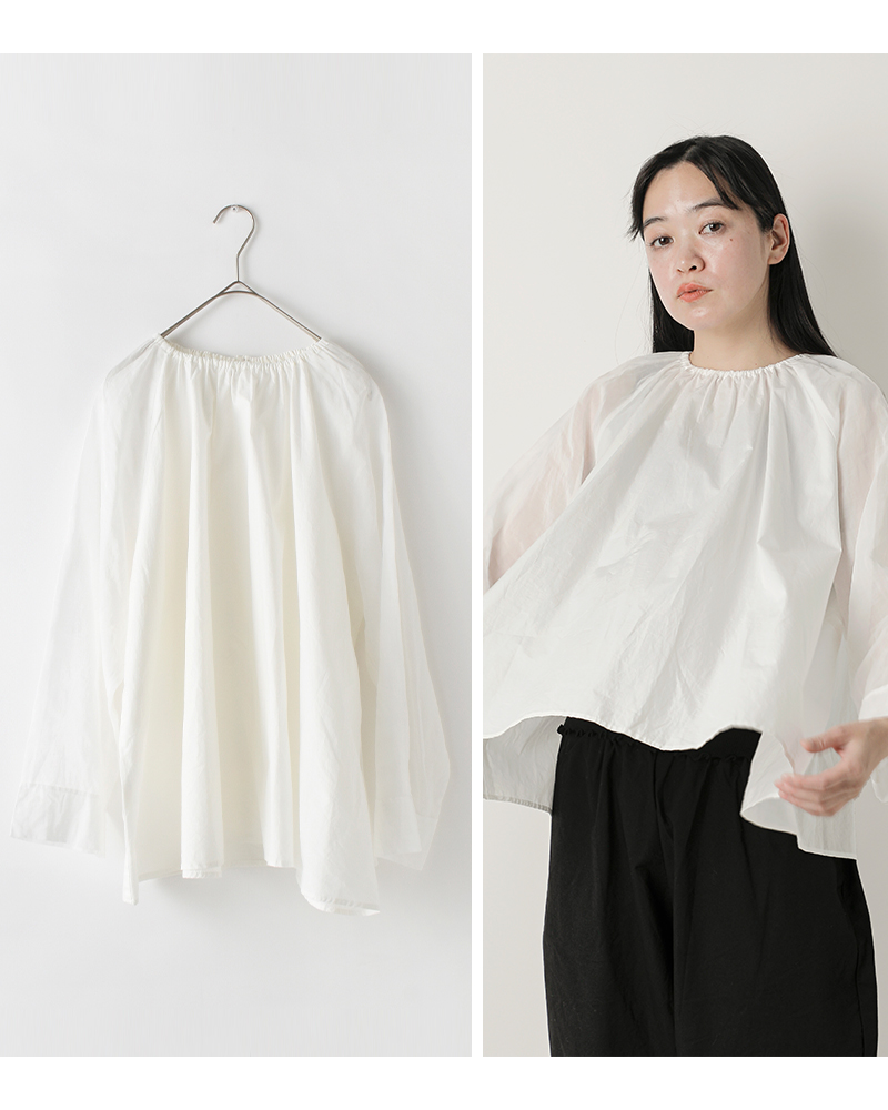 Gauze#(ガーゼ)コットンオーガンジースリーブモダニストブラウス“ORGANDYSLEEVEMODERNISTBLOUSE”g1048