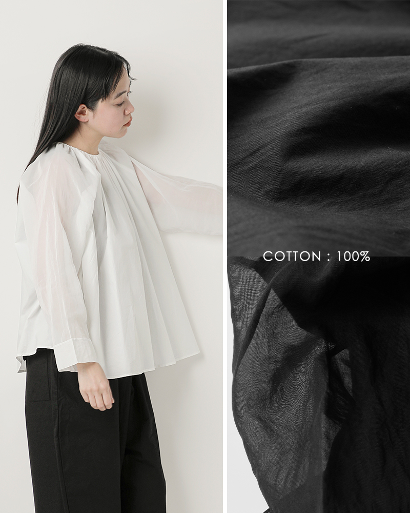 Gauze#(ガーゼ)コットンオーガンジースリーブモダニストブラウス“ORGANDYSLEEVEMODERNISTBLOUSE”g1048