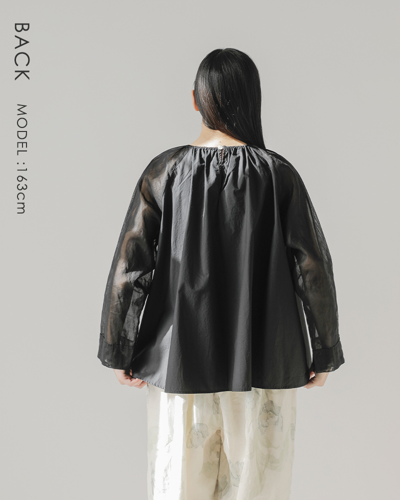 Gauze#(ガーゼ)コットンオーガンジースリーブモダニストブラウス“ORGANDYSLEEVEMODERNISTBLOUSE”g1048