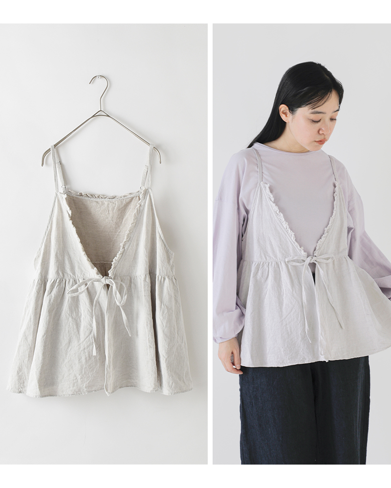 Gauze#(ガーゼ)リネンコットンライトデニムカシュクールキャミソール“LIGHTDENIMCASHECOEURCAMISOLE”g1056