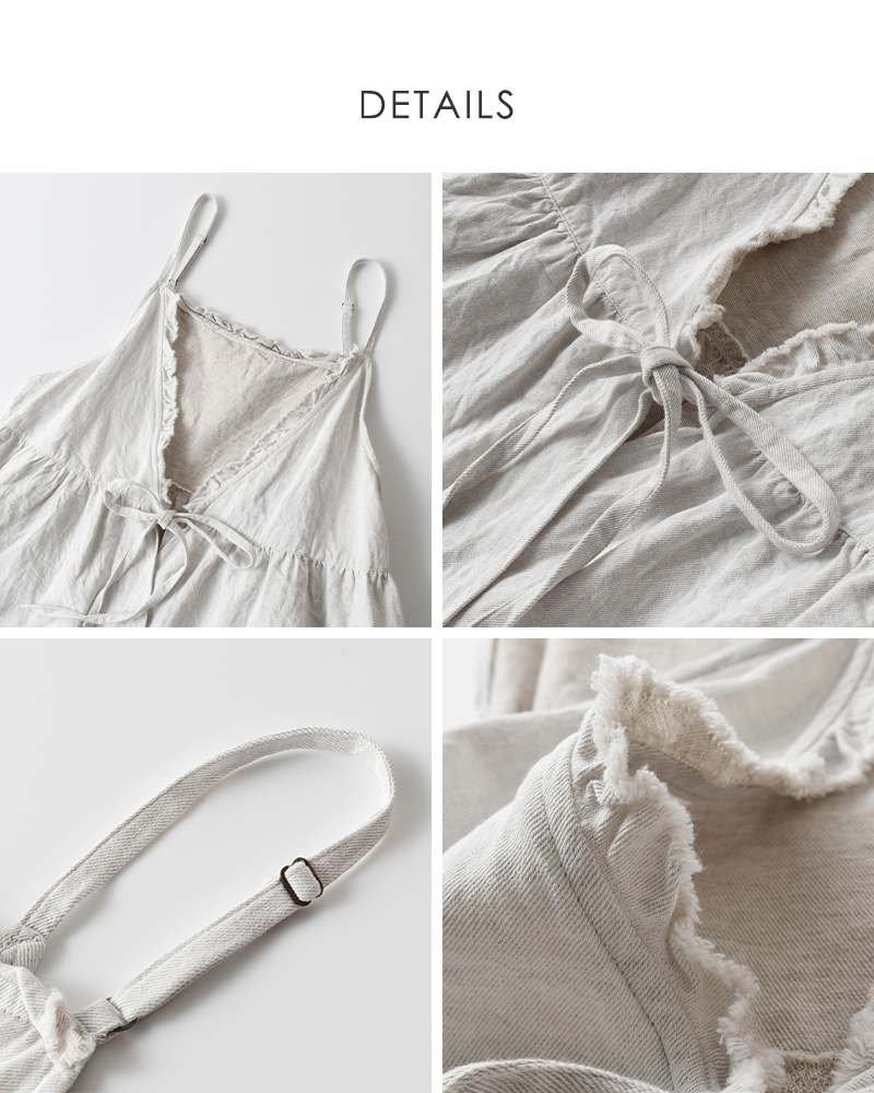 Gauze#(ガーゼ)リネンコットンライトデニムカシュクールキャミソール“LIGHTDENIMCASHECOEURCAMISOLE”g1056