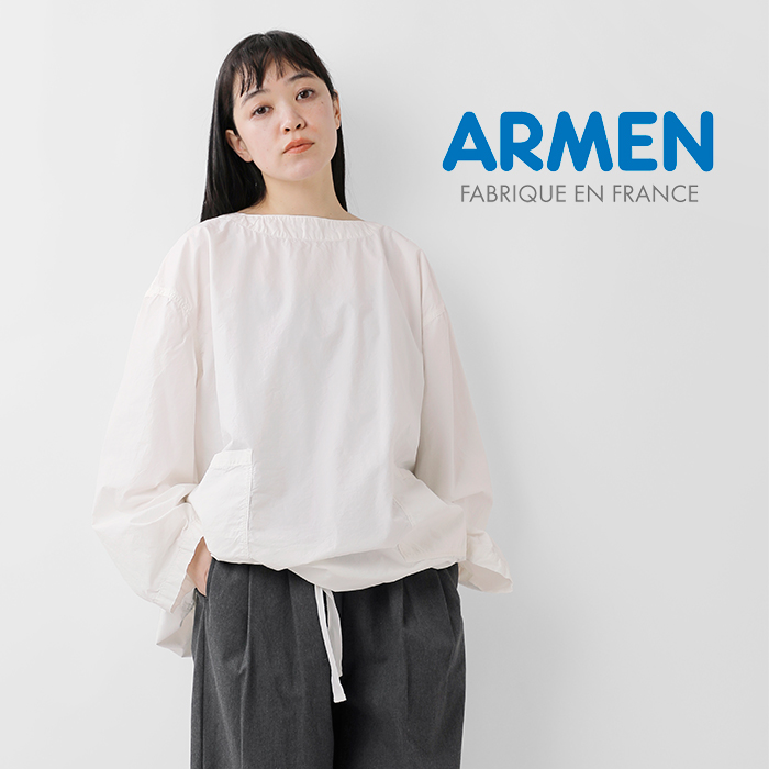 ARMEN(アーメン)コットンポプリンオーバーダイボートネックプルオーバーisnam2522d