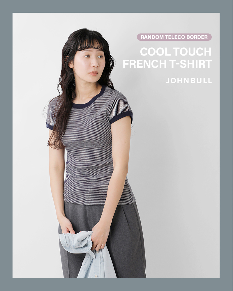 Johnbull(ジョンブル)クールタッチランダムテレコフレンチスリーブTシャツjl252c20