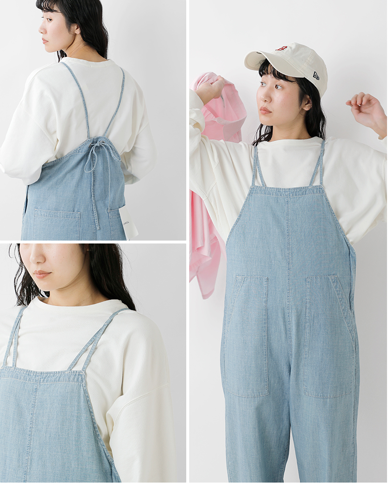 Johnbull(ジョンブル)コットンシャンブレーダブルストラップサロペットjl252p02