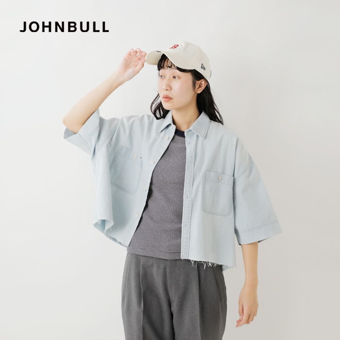 JL244S04]JOHNBULL(ジョンブル) ブラックデニムクロップドシャツ