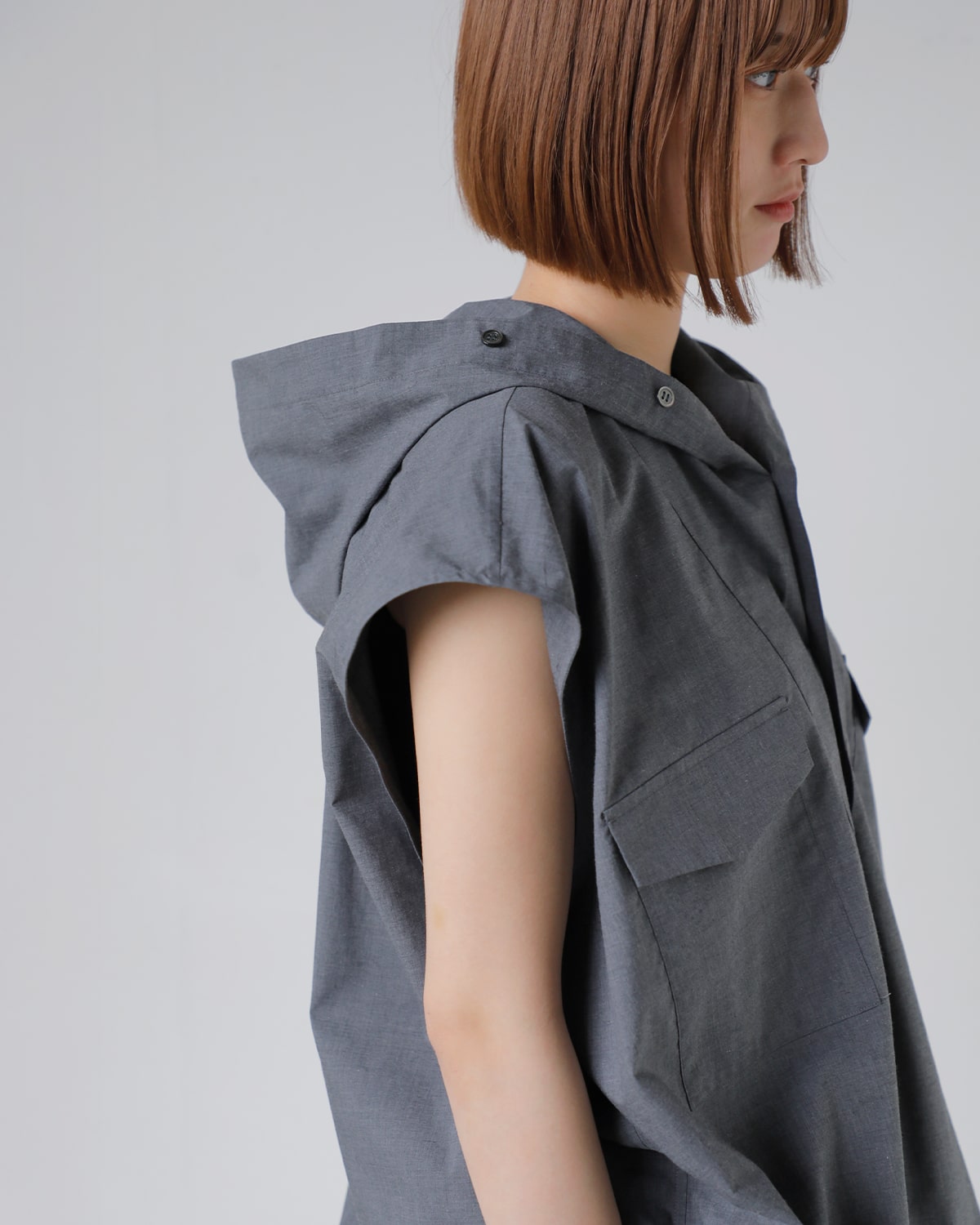 JUN MIKAMI(ジュンミカミ)テクナコットンフードノースリーブシャツ jm-25ss-5-j