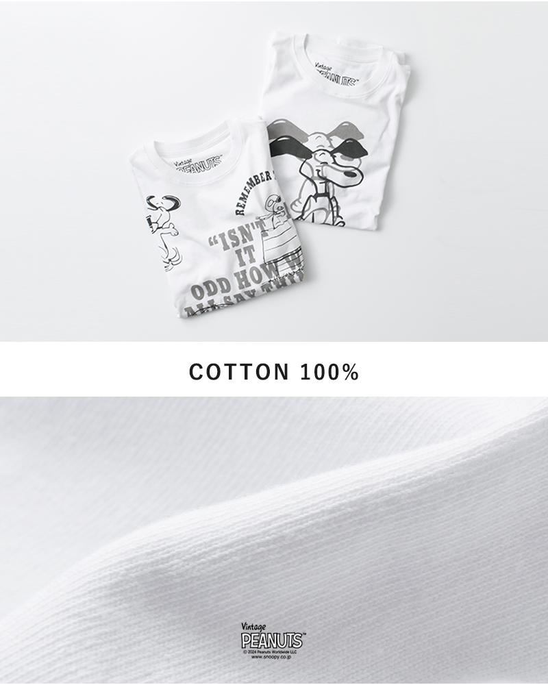 Johnbull(ジョンブル)PEANUTSSNOOPY/COLLAGE/CHARLIEBROWN/DENIMSNOOPYコットンプリントTシャツjt251c50-51-52-53