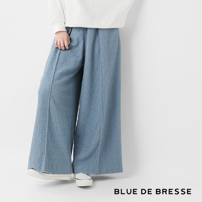 BLUE DE BRESSE(ブルーデブレス)ジャガード織りセンタープレスウエストギャザーパンツjwbsp1158-02