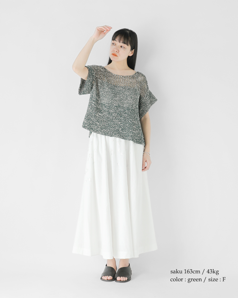 enrica(エンリカ)コットンリネンローゲージニットプルオーバーknit235