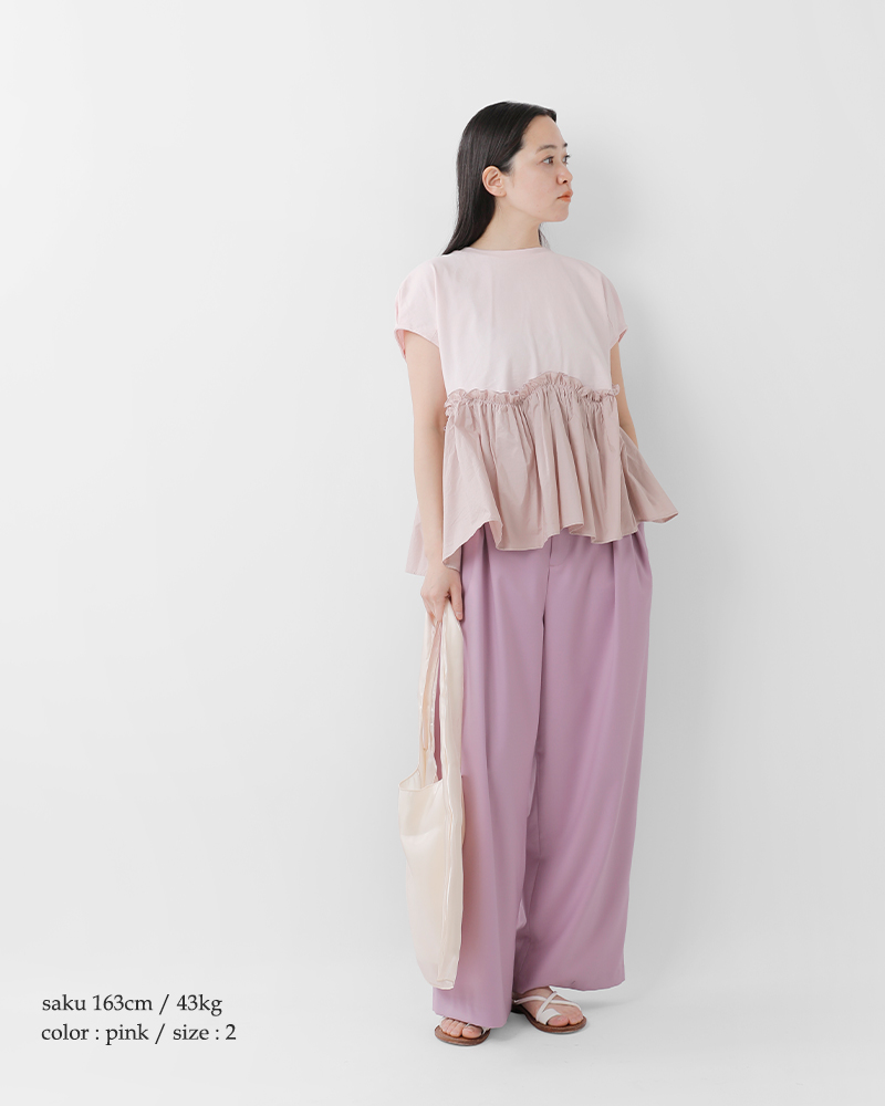 AQUA FITS(アクアフィッツ)フロントタックワイドパンツksamp0357-01