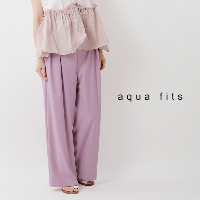 AQUA FITS(アクアフィッツ)フロントタックワイドパンツksamp0357-01