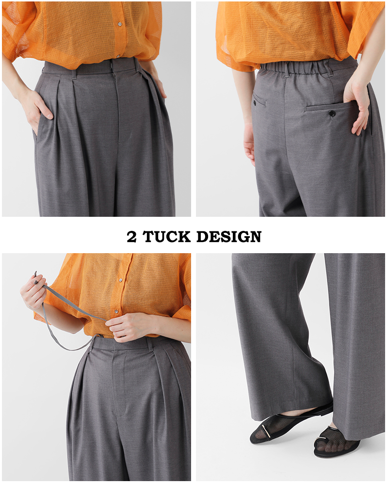 AQUA FITS(アクアフィッツ)フロントタックワイドパンツksamp0357-01