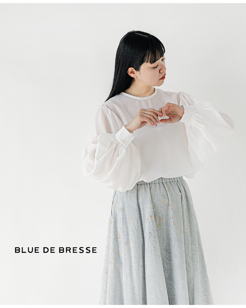 BLUE DE BRESSE(ブルーデブレス)ギャザーボリュームスリーブブラウスksbsb0210-01