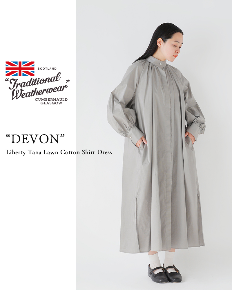 Traditional Weatherwear(トラディショナルウェザーウェア)リバティタナローンコットンシャツワンピース“DEVON”l251osfop0309lm