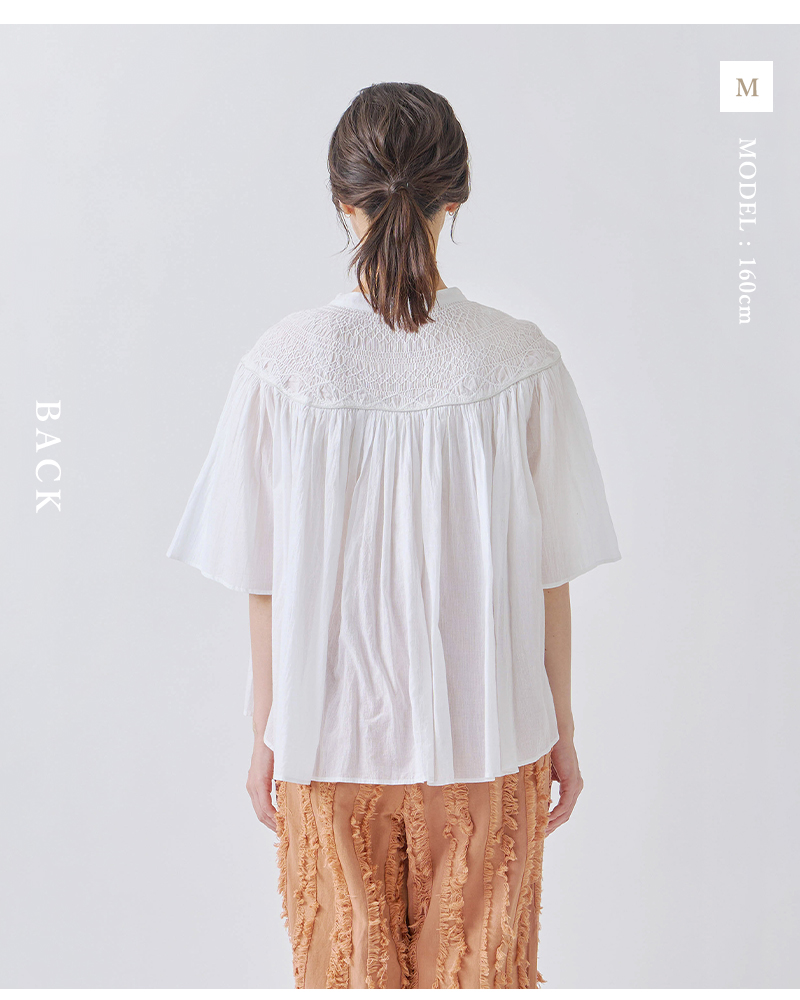 kelen(ケレン)コットンハンドスモッキングブラウス“VIORA”lkl25hbl2205