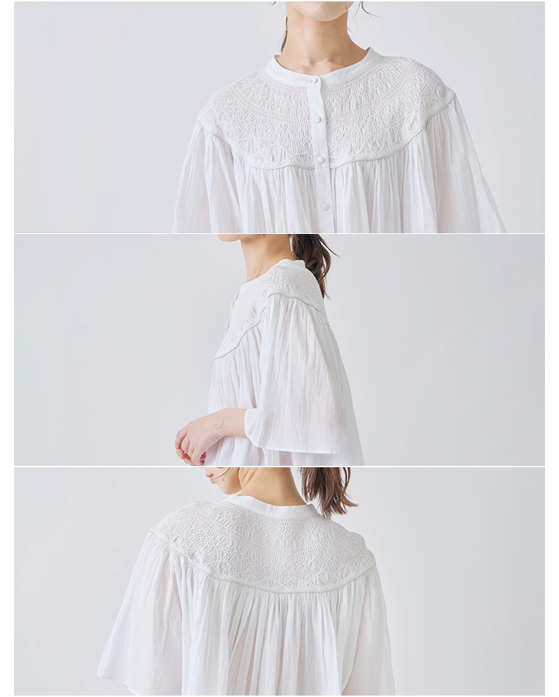 kelen(ケレン)コットンハンドスモッキングブラウス“VIORA”lkl25hbl2205