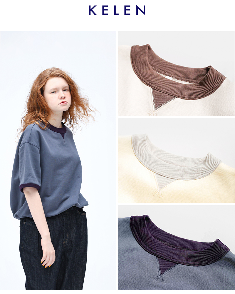 kelen(ケレン)コットンバイカラーデザイントップス“BRANDA”lkl25hbl2209