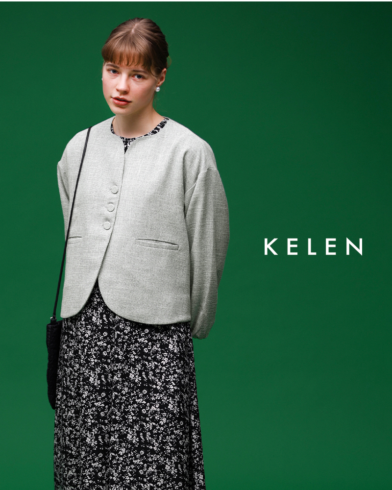 kelen(ケレン)デザインネックジャケット“SARANTWEED”lkl25hjk2066