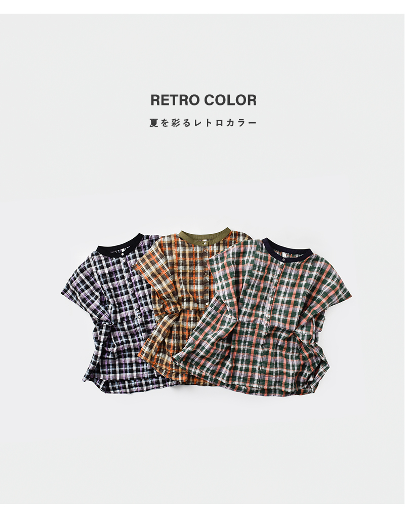 kelen(ケレン)シアサッカーチェック2wayシルエットブラウス“NORMACHECK”lkl25sbl2230