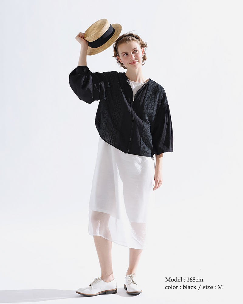 KELEN×HEELANDTOE ケレン シアージップアップブルゾン ホワイト KELEN×HEELANDTOE ケレン シアージップアップブルゾン ホワイト