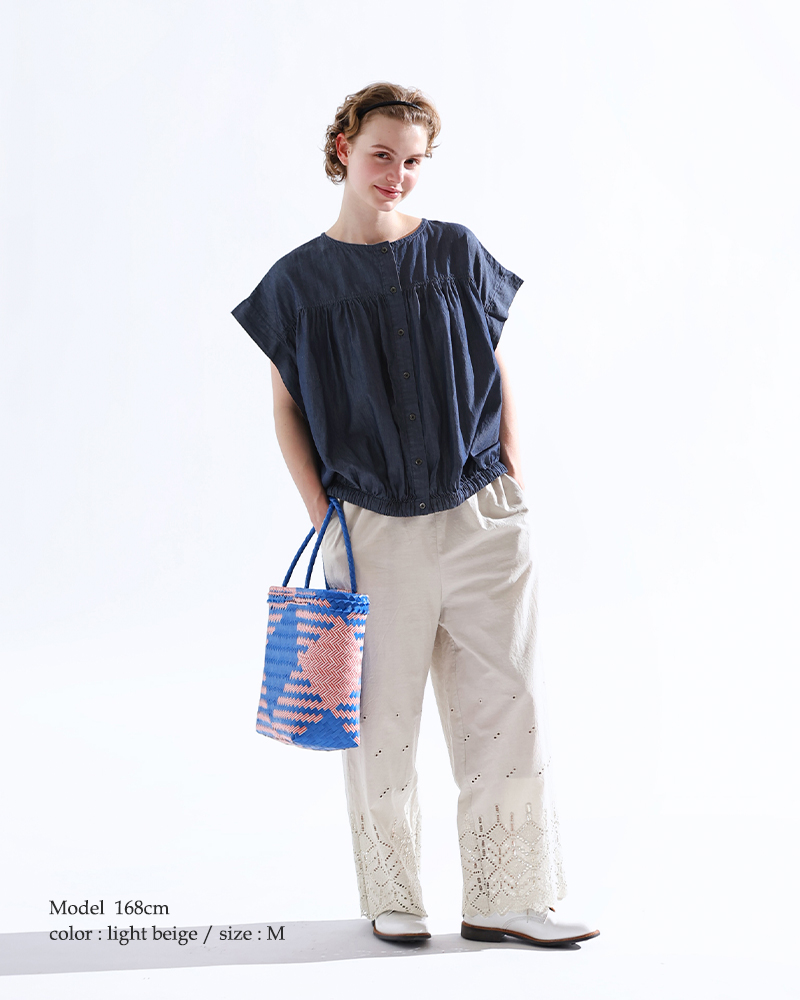 kelen(ケレン)カットワークレースデザインギャザーワイドパンツ“SOAK”lkl25spt2104