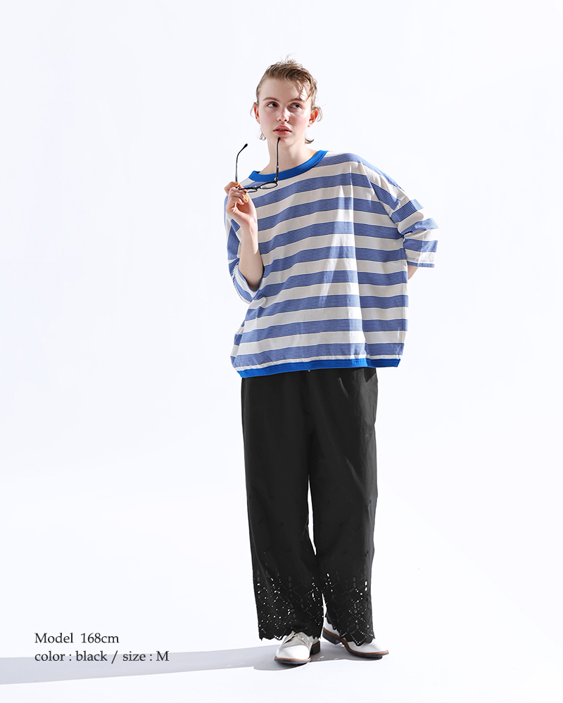kelen(ケレン)カットワークレースデザインギャザーワイドパンツ“SOAK”lkl25spt2104