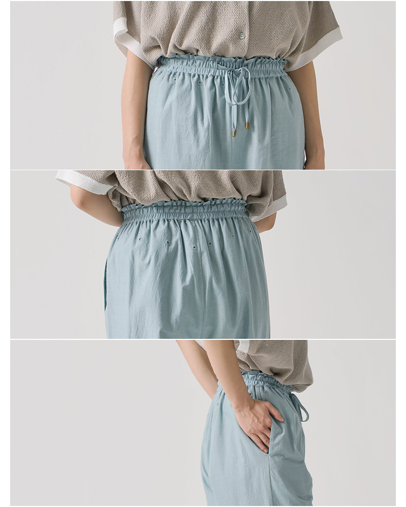 kelen(ケレン)カットワークレースデザインギャザーワイドパンツ“SOAK”lkl25spt2104