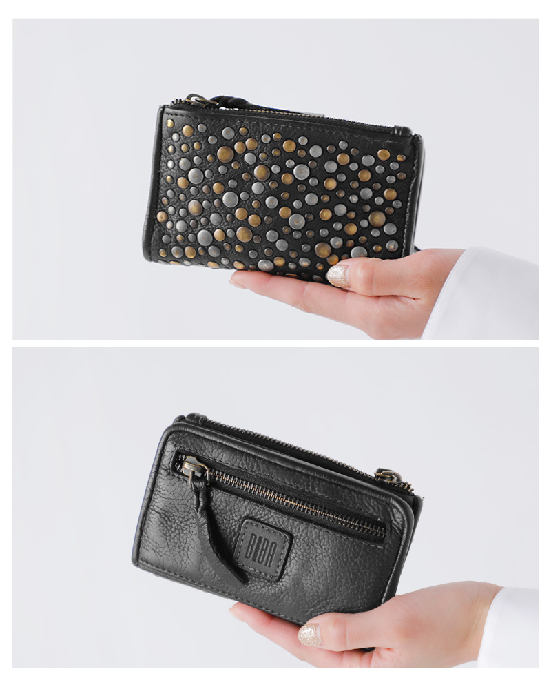 BIBA(ビバ)カウハイドレザーメタリックスタッズウォレットS“LOVINGTONSTARS”los4l