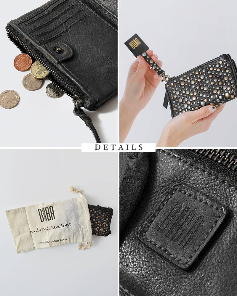 BIBA(ビバ)カウハイドレザーメタリックスタッズウォレットS“LOVINGTONSTARS”los4l