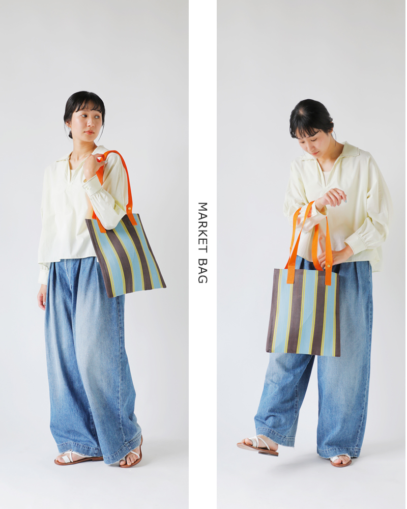Lila&Fleur(リラアンドフルール)ストライプマーケットバッグmarket-bag-same1