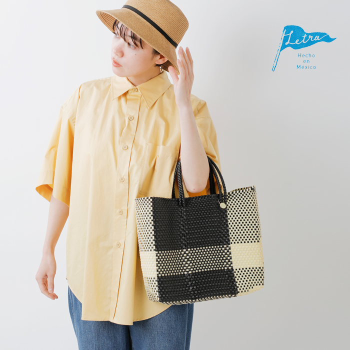 メルカド バッグ レトラ MINI CHECK BUCKET SLIM ゴールド x