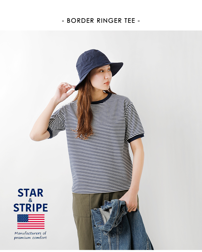 STAR&STRIPE(スターアンドストライプ)ボーダーリンガーTシャツmd-028