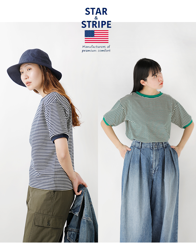 STAR&STRIPE(スターアンドストライプ)ボーダーリンガーTシャツmd-028