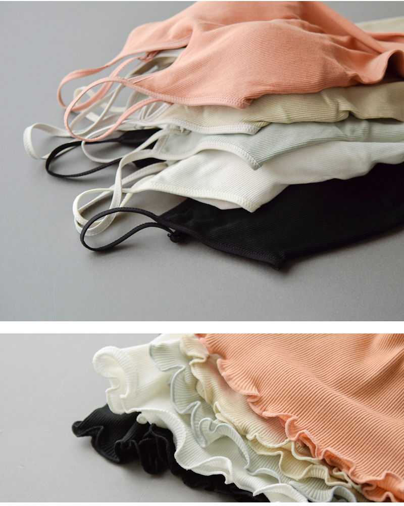 me.(ミードット)スーピマコットンリブテレコカップ付きキャミソールme-18152