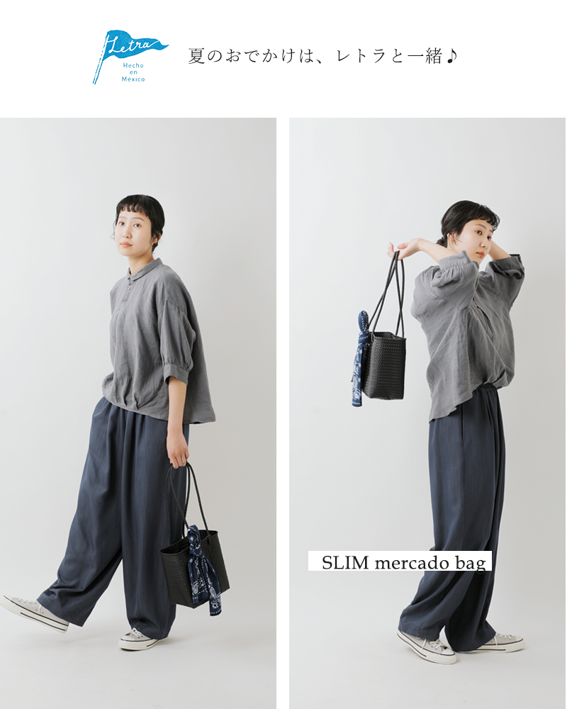 Letra(レトラ)スリムメルカドバッグ“PLAIN/MINICHECK”mercadobucket-sl