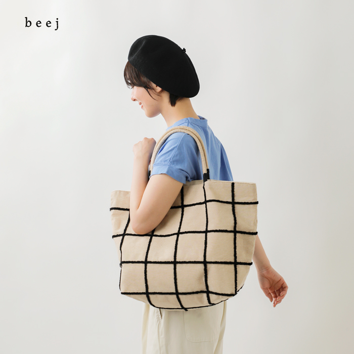 beej(ビージ)コットンループチェックビッグトートバッグmi-it008
