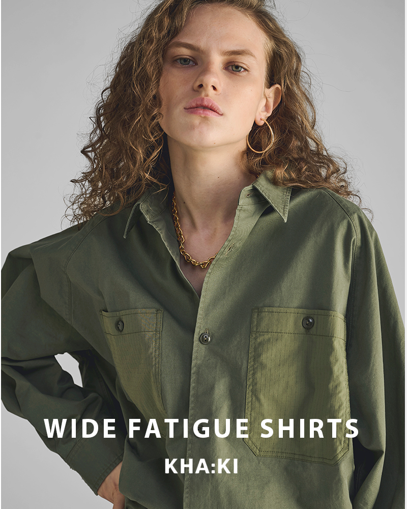 kha:ki(カーキ)コットンワッシャーツイルワイドファティーグシャツ“WIDEFATIGUESHIRTS”mil25hbl3141