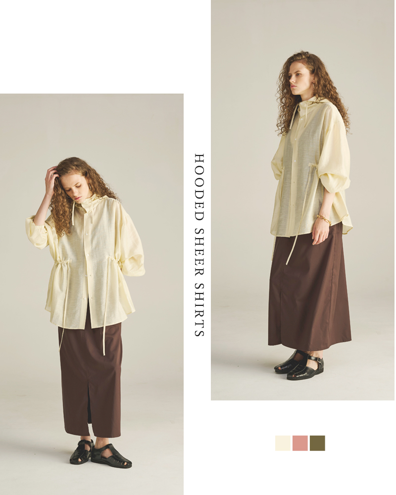 kha:ki(カーキ)フーデッドシアーシャツ“HOODEDSHEERSHIRTS”mil25hbl3143