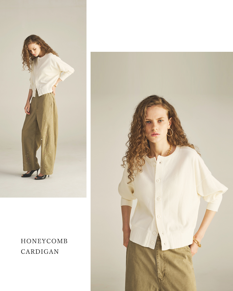 kha:ki(カーキ)コットンハニカムカーディガン“HONEYCOMBCARDIGAN”mil25hcs3425