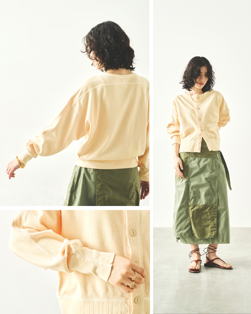 kha:ki(カーキ)コットンハニカムカーディガン“HONEYCOMBCARDIGAN”mil25hcs3425