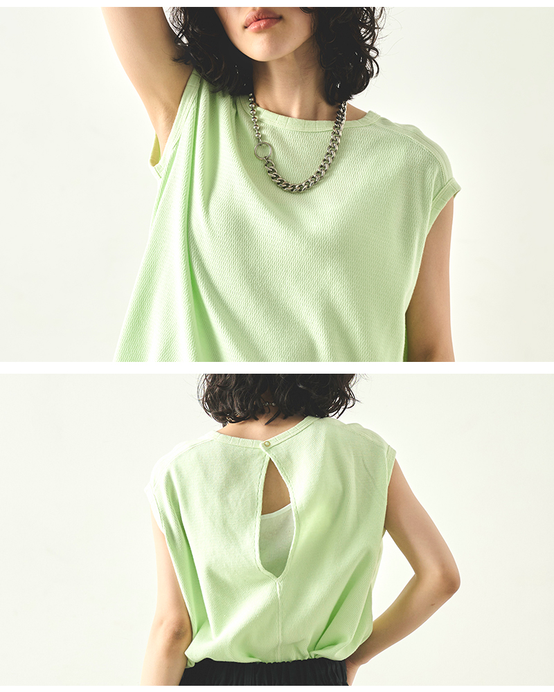 kha:ki(カーキ)コットンハニカムサーマルスリーブレスプルオーバー“HONEYCOMBSLEEVELESSTOP”mil25hcs3427