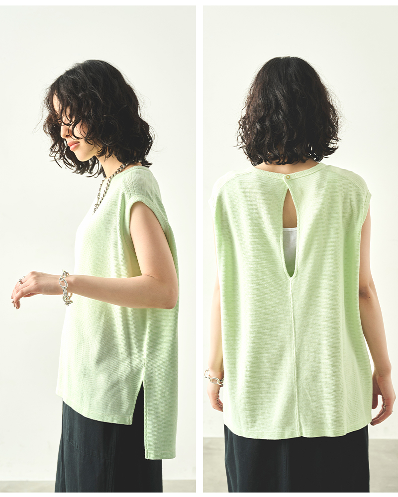 kha:ki(カーキ)コットンハニカムサーマルスリーブレスプルオーバー“HONEYCOMBSLEEVELESSTOP”mil25hcs3427