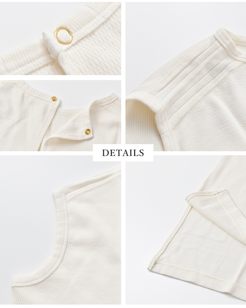 kha:ki(カーキ)コットンハニカムサーマルスリーブレスプルオーバー“HONEYCOMBSLEEVELESSTOP”mil25hcs3427
