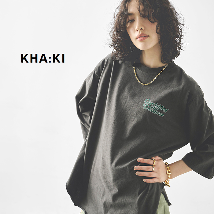 kha:ki(カーキ)コットン天竺7分袖プリントTシャツ“7THTEEC.O.T”mil25hcs3437