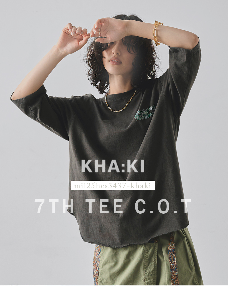 kha:ki(カーキ)コットン天竺7分袖プリントTシャツ“7THTEEC.O.T”mil25hcs3437