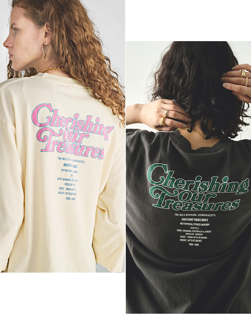 kha:ki(カーキ)コットン天竺7分袖プリントTシャツ“7THTEEC.O.T”mil25hcs3437