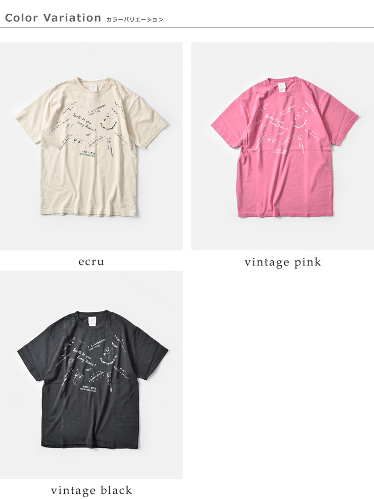 kha:ki(カーキ)ピグメントダイコットン天竺ステンシル風プリントTシャツ“PIGMENTTEESTENCIL”mil25hcs3438