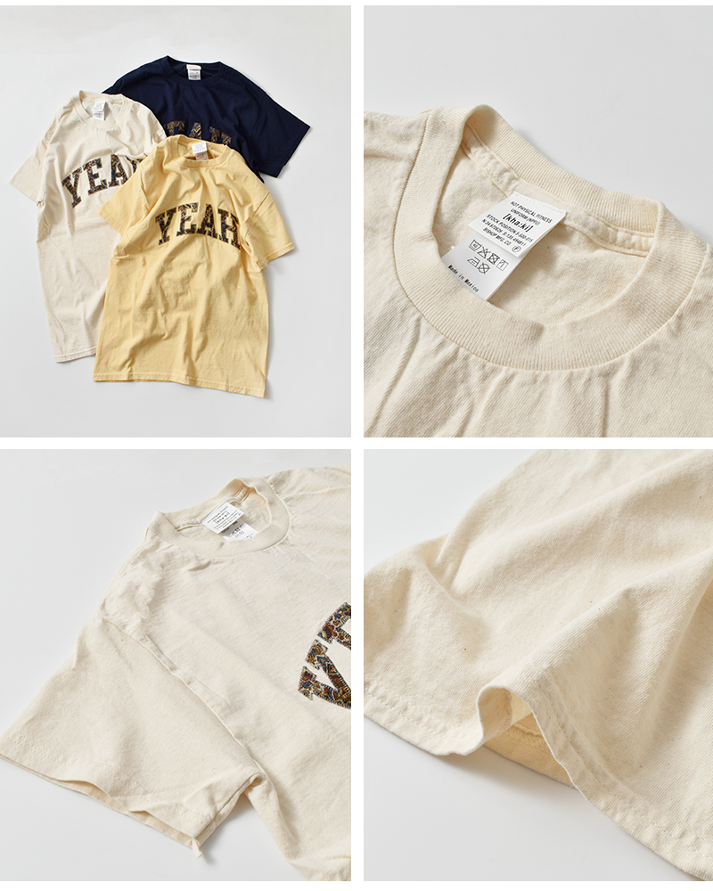 kha:ki(カーキ)ドライタッチコットン天竺ロゴ刺繍Tシャツ“EMBROIDERYTEEYEAH”mil25hcs3439